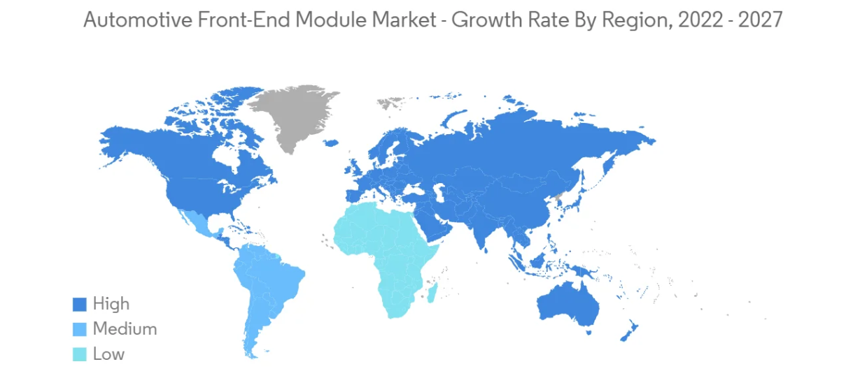 Automotive Front-End Module Market - Growth Rate By Region, 2022 - 2027